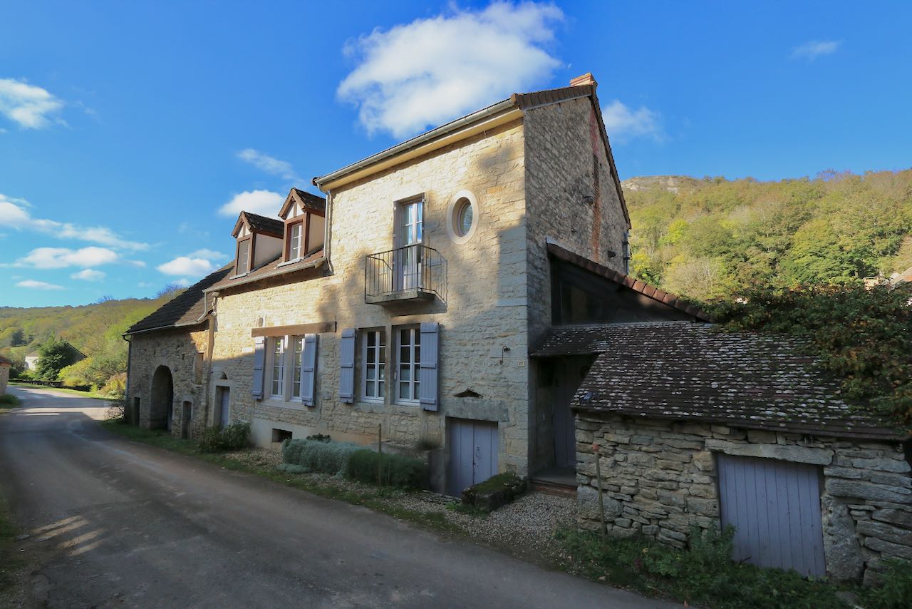 Village house along the river